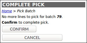 Batch Pick Confirm Handheld