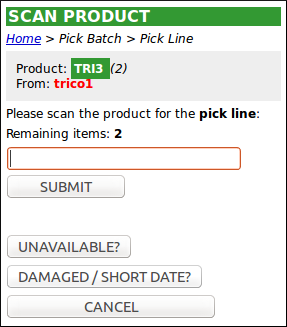 Batch Pick Product Scan Handheld