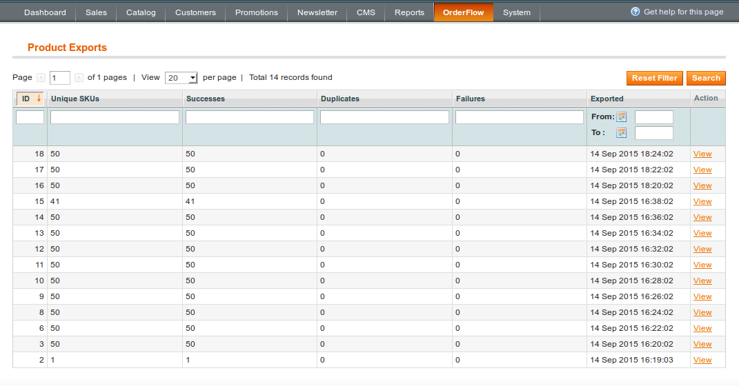 Magento product export