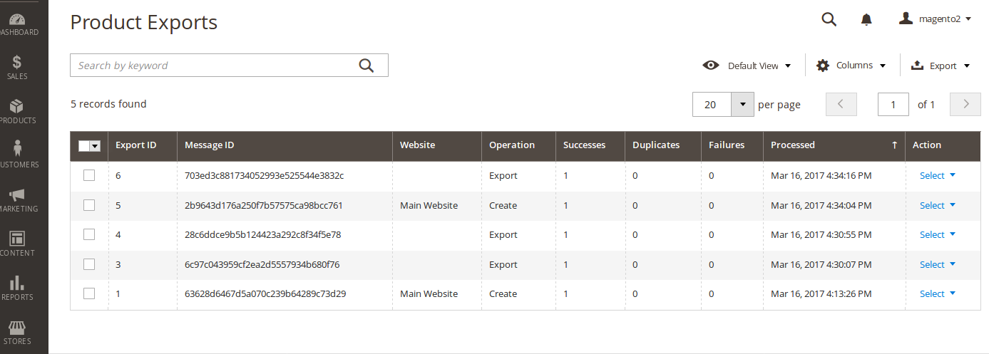 Magento2 Product Export